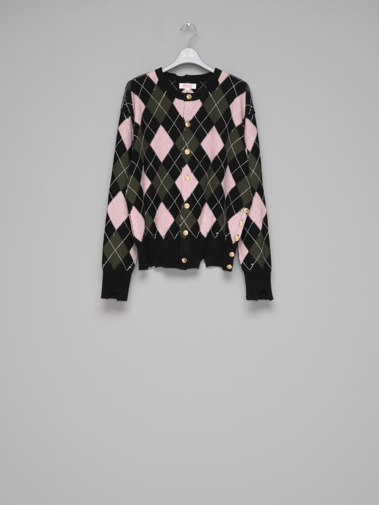 【M26H9KN003】DIAMOND SCRAPED CARDIGAN PINK