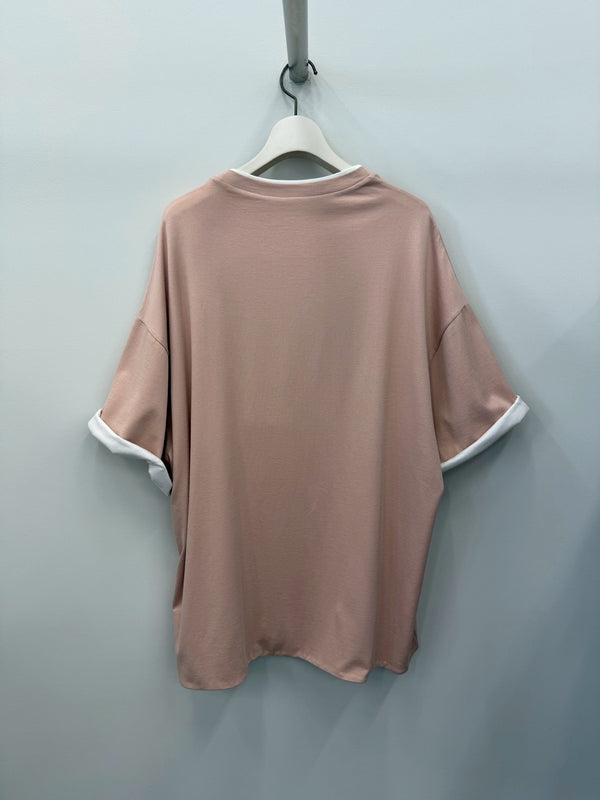 【J22GC0223J20325】T-SHIRT CN SS DOUBLE LAYER PINK