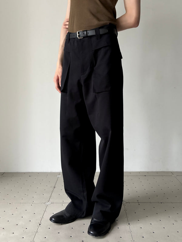【013-B-1411-BK】Rue Darted Fatigue Pants in Cotton/Cashmere/Silk BLACK