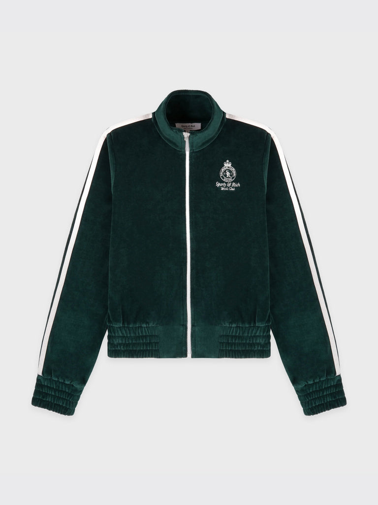 Crown Tennis Elio Velour Track Jacket GREEN