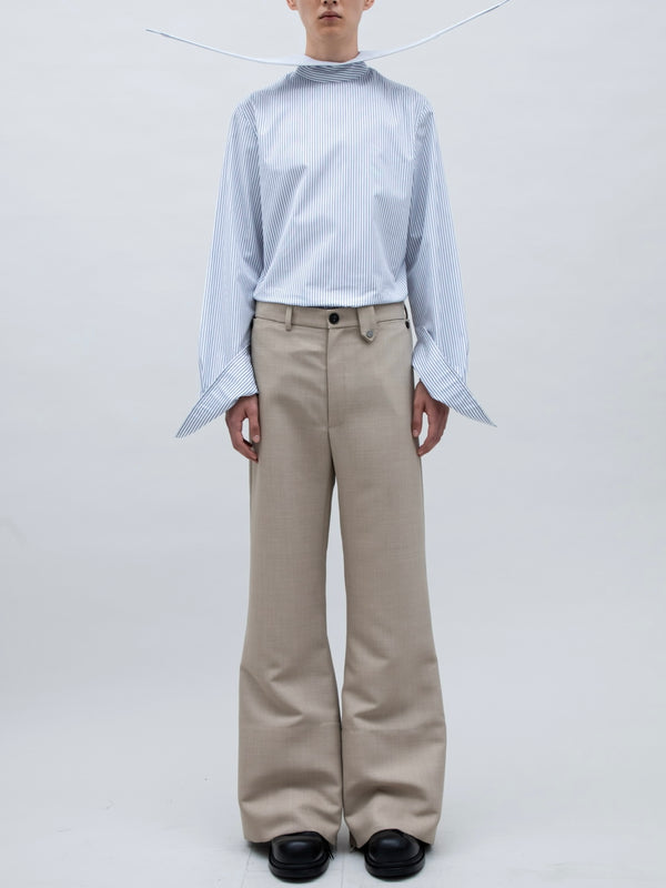 CONTRASTED HEM SUIT PANT BEIGE