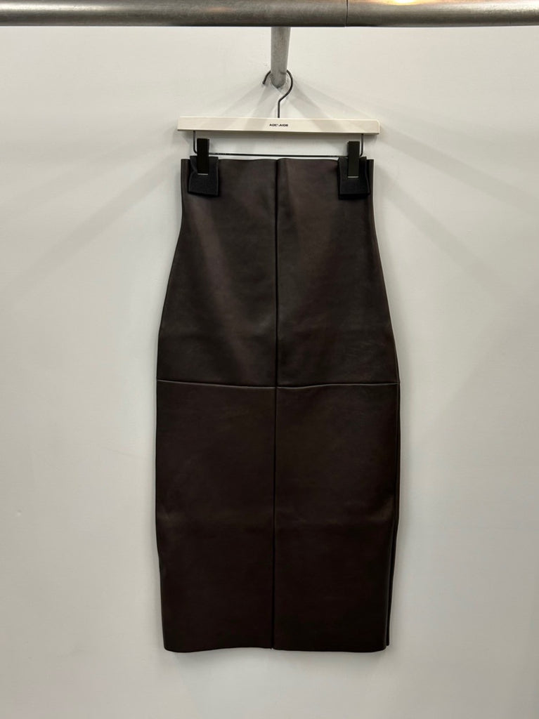 NO.69 LEATHER HIGH WAIST SKIRT BROWN