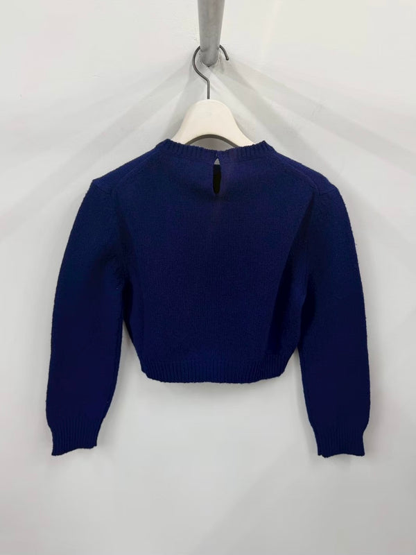 【J03GP0191】3/4 SLV CN CROP JUMPER BLUE