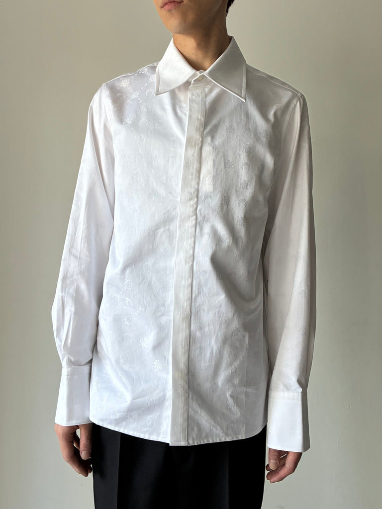 MOONOGRAM JACQUARD COTTON LS SHIRT WHITE