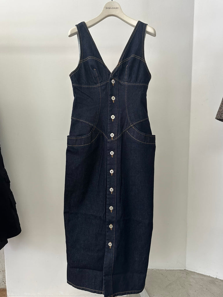 DENIM SLEEVELESS DRESS INDIGO