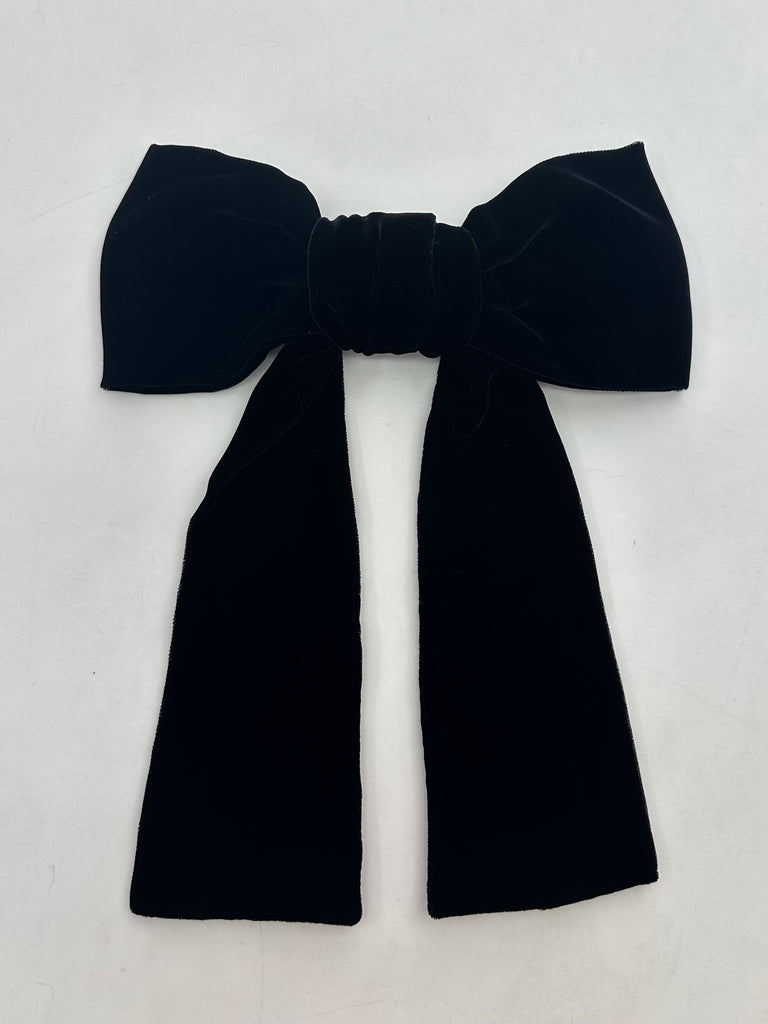 VELVET BOW HAIR CLIP BLACK