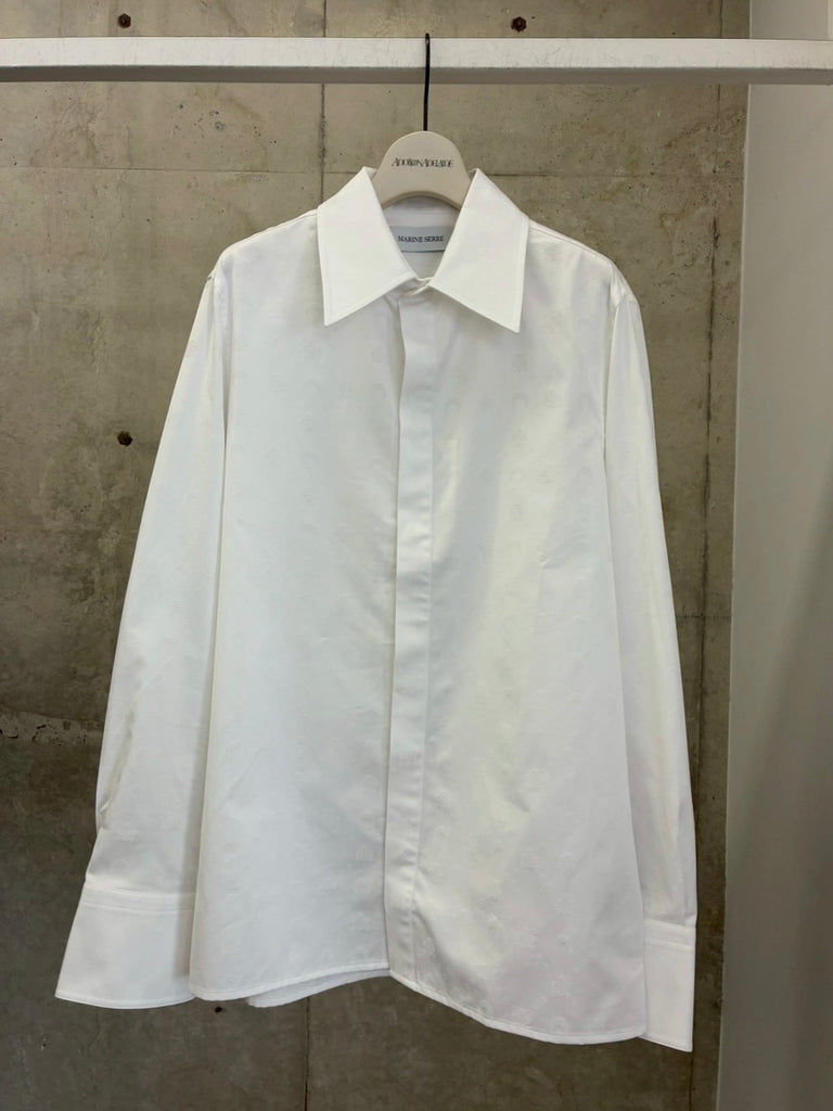 MOONOGRAM JACQUARD COTTON LS SHIRT WHITE