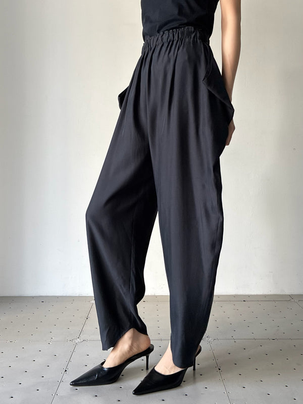 【034-026-WP016】CHAMBRAY DRAPE PANT BLACK