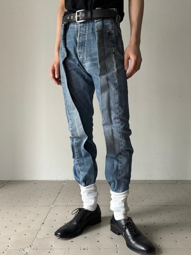 【33PT09DE13USBL】PLEATED JEANS BLUE