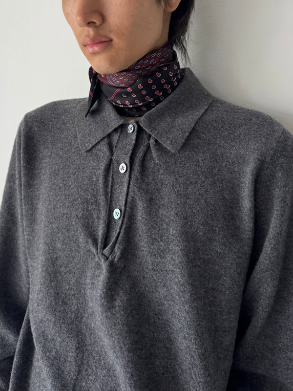 【S51GL0083 M13302859】TWIST LAMBSWOOL POLO GREY