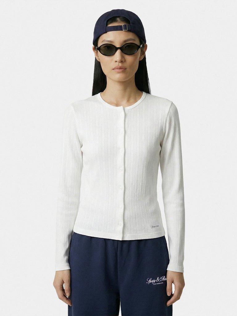 【33SR02CA04576326WH01】Signature Logo Pointelle Cardigan WHITE