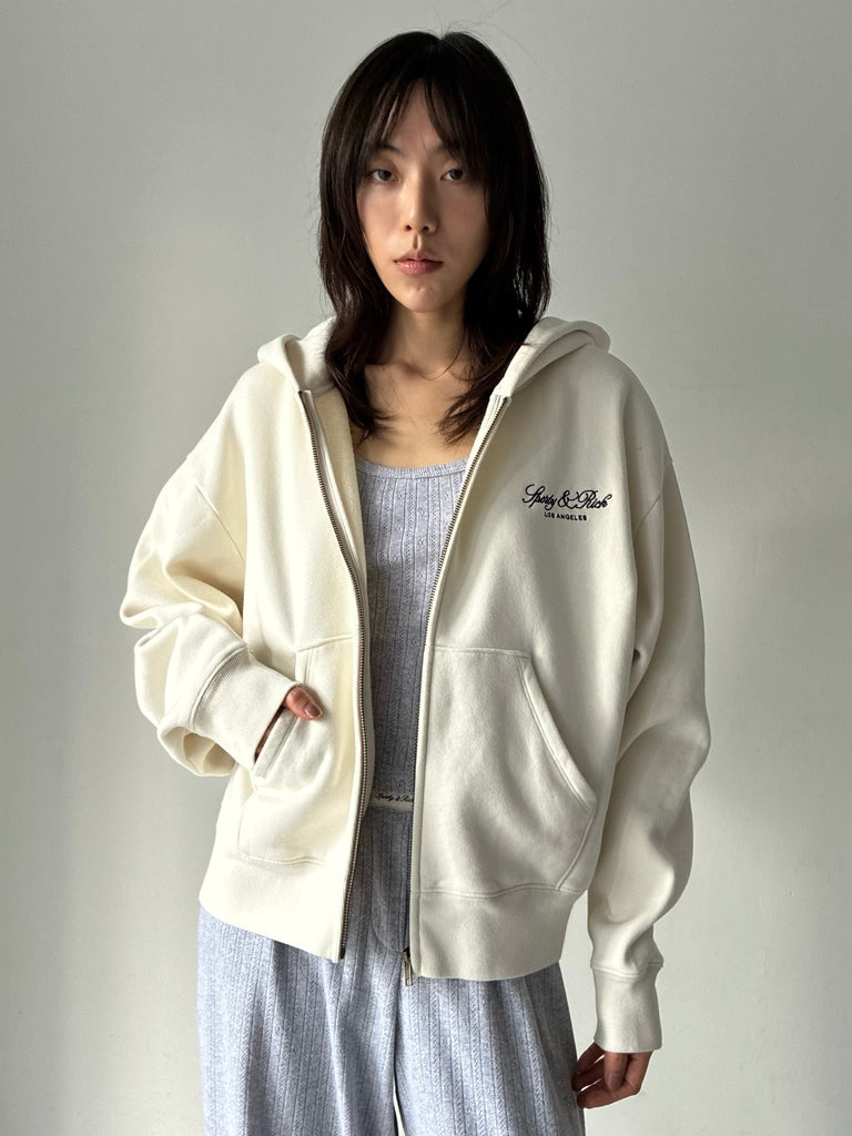 【33SR02ST09476269BL106】Vendome LA Embroidered Zip Hoodie IVORY