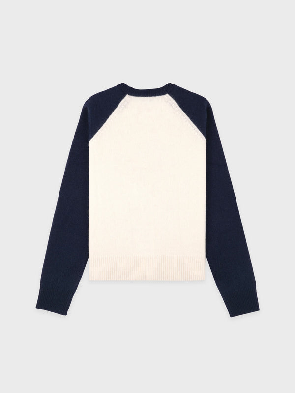 Syracuse Cashmere Baseball Sweater NAVY