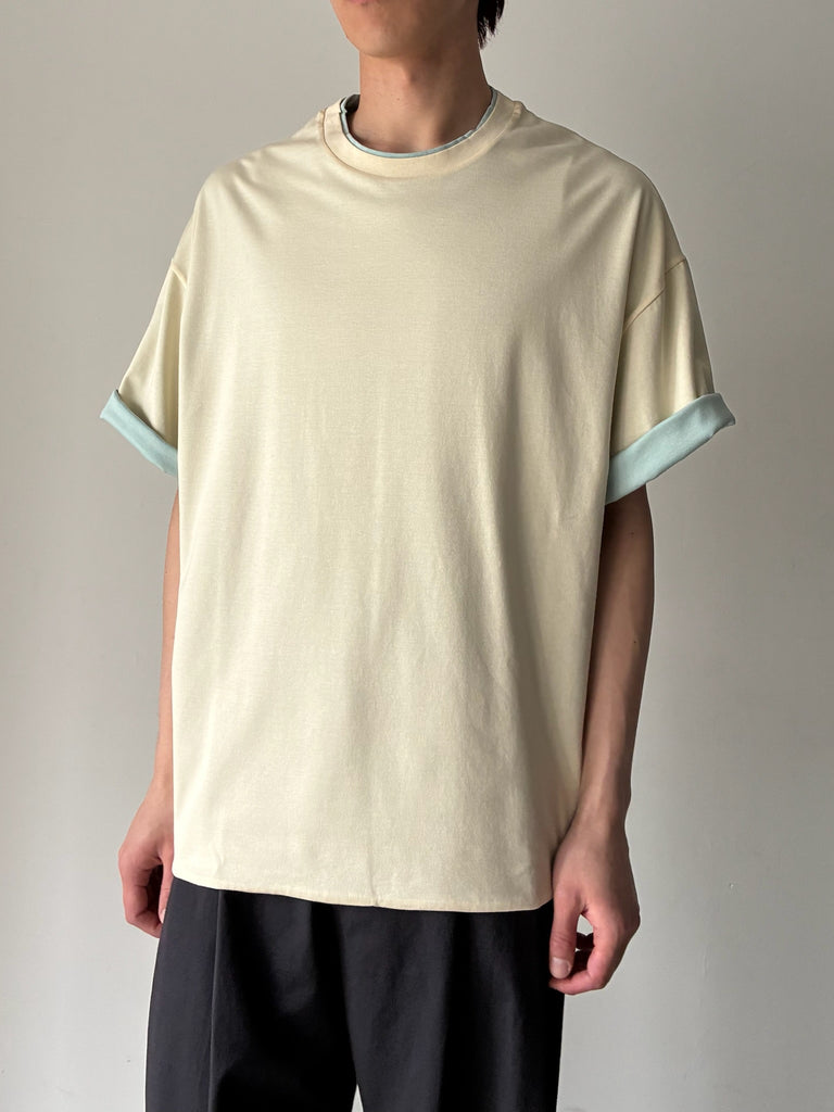 【J22GC0223J20325】T-SHIRT CN SS DOUBLE LAYER LIGHT BLUE