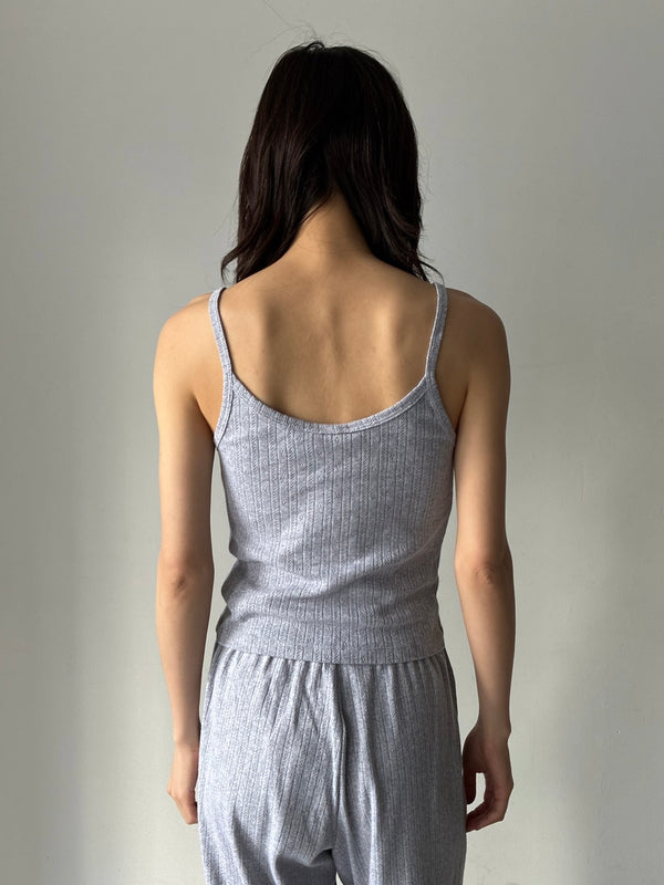 【33SR02TO11076326GY03】Signature Logo Pointelle Tank GREY