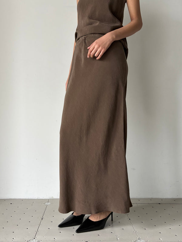 【S12-290(S18)】NO.290 CUPRO BIAS CUT SKIRT S12-290 BROWN
