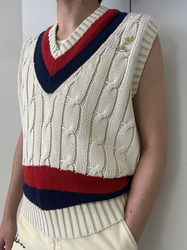 DECAYED SCHOOL KNIT VEST WHITE