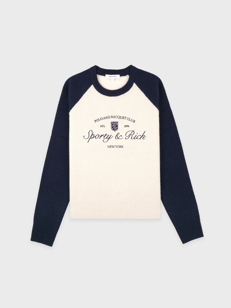 Syracuse Cashmere Baseball Sweater NAVY