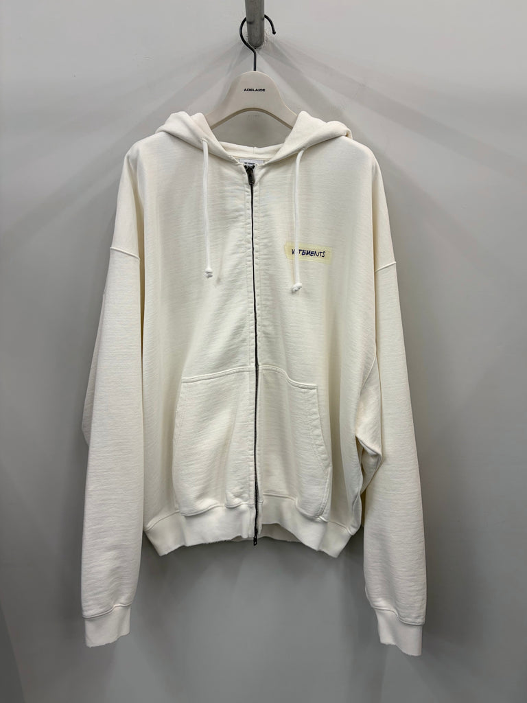 【MH27ZU147W】SCRIBBLED LOGO ZIP-UP HOODIE WHITE