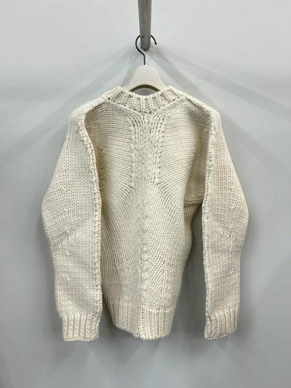 ENGINEERED KNITTED VNECK JUMPER OFF WHITE