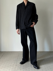 トップス VUJADE 26SS Pierce Plaid Shirt in Wool VUJA DE (ヴジャデ) | PIERCE SHIRT IN WOOL & LINEN BLACK – ADDITION