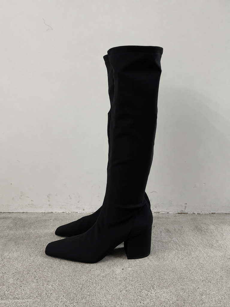 【326SBT094PL0025】STRETCH JERSEY BOOTS BLACK