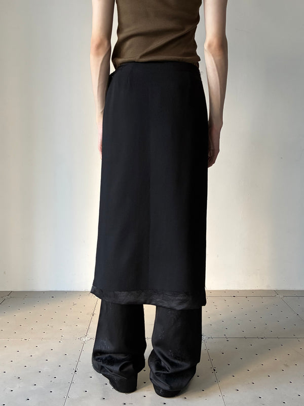 【BARROW-FW26-0142-999】Long wrap skirt BLACK