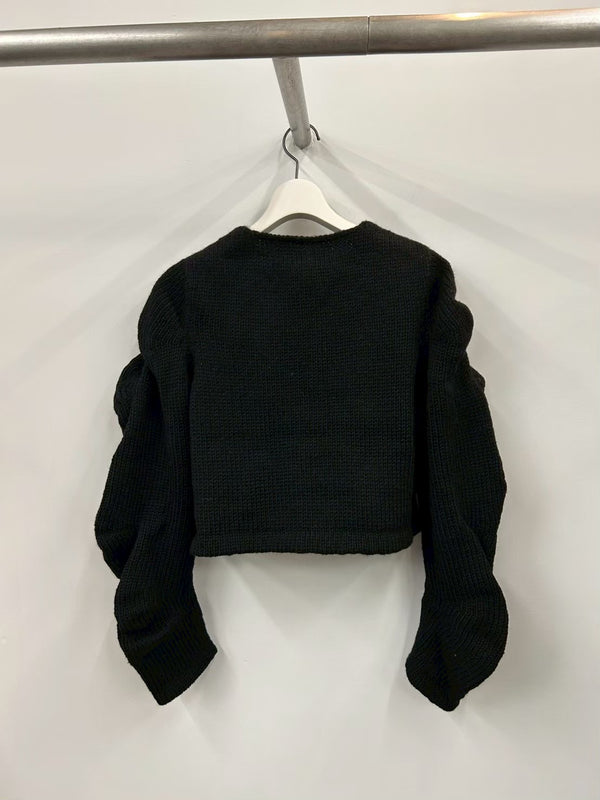 CARDIGAN WITH UNSTABLE SLEEVES BLACK