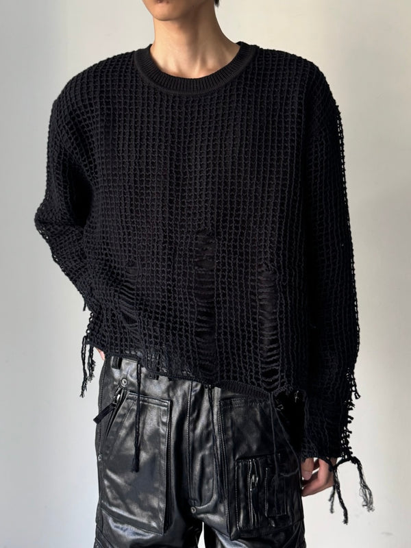 NETTED SWEATER BLACK