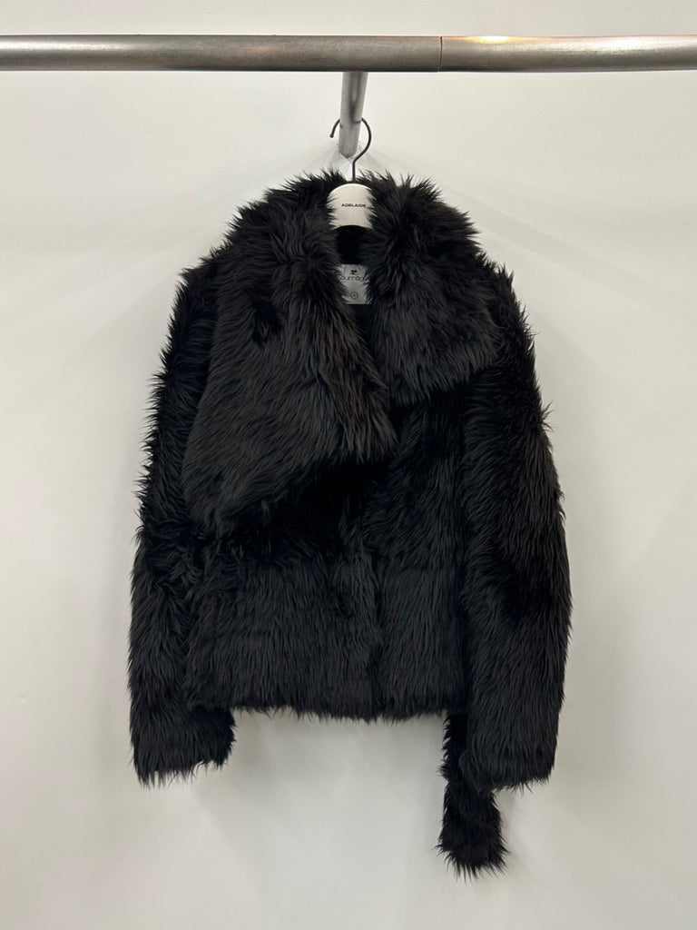 SHEARLING BELTED COAT BLACK