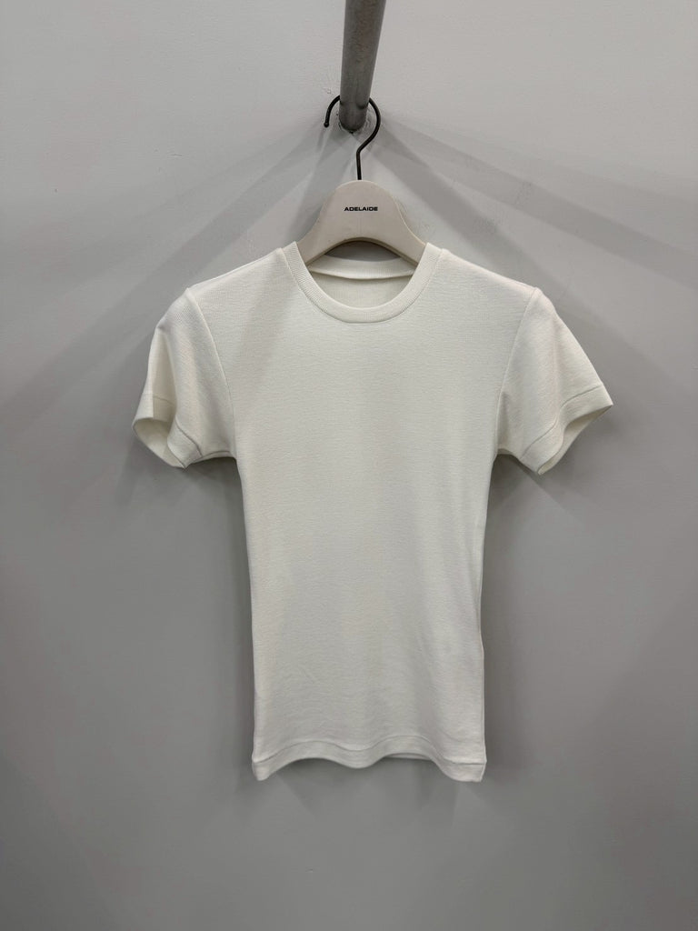 【034-026-CT015】RIB SHORT SLEEVE TS WHITE