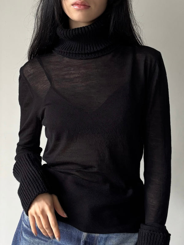 【 W4263IB】INVERSE TURTLENECK BLACK