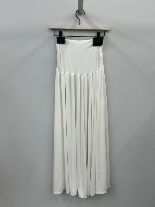 CUMMERBUND-STYLE FLARED SKIRT WHITE