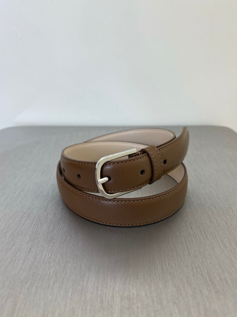 【244-WAM1089-LE0025-379】Slim Leather Belt BEIGE