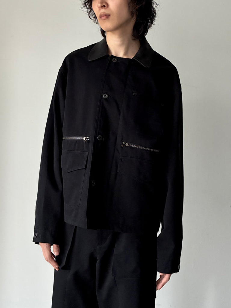 【013-A-2261-B】Teo Utility Jacket in Cotton/Cashmere/Silk BLACK