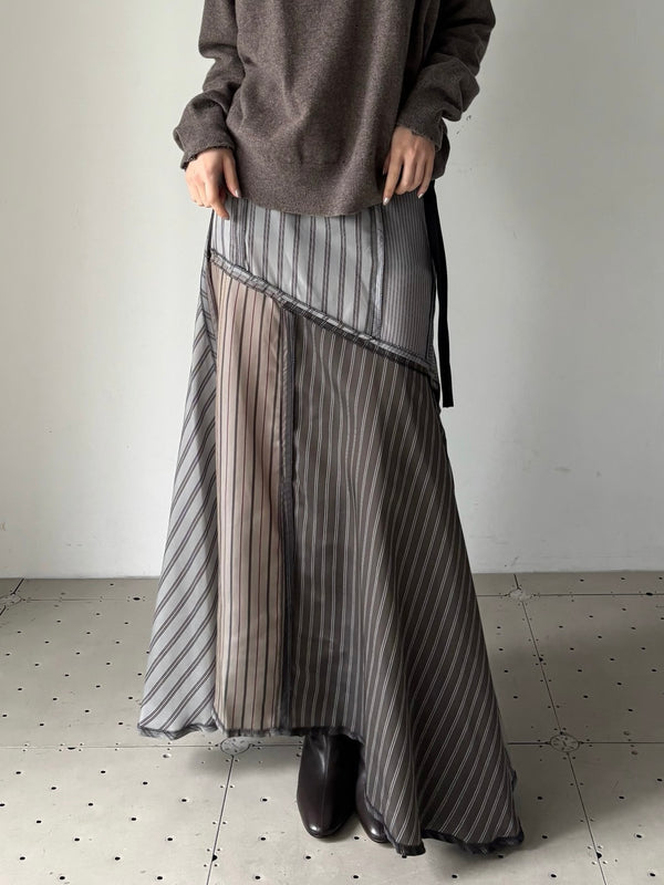 【S51MI0013M36038】LINING PATCHWORK MIDI SKIRT MULTI