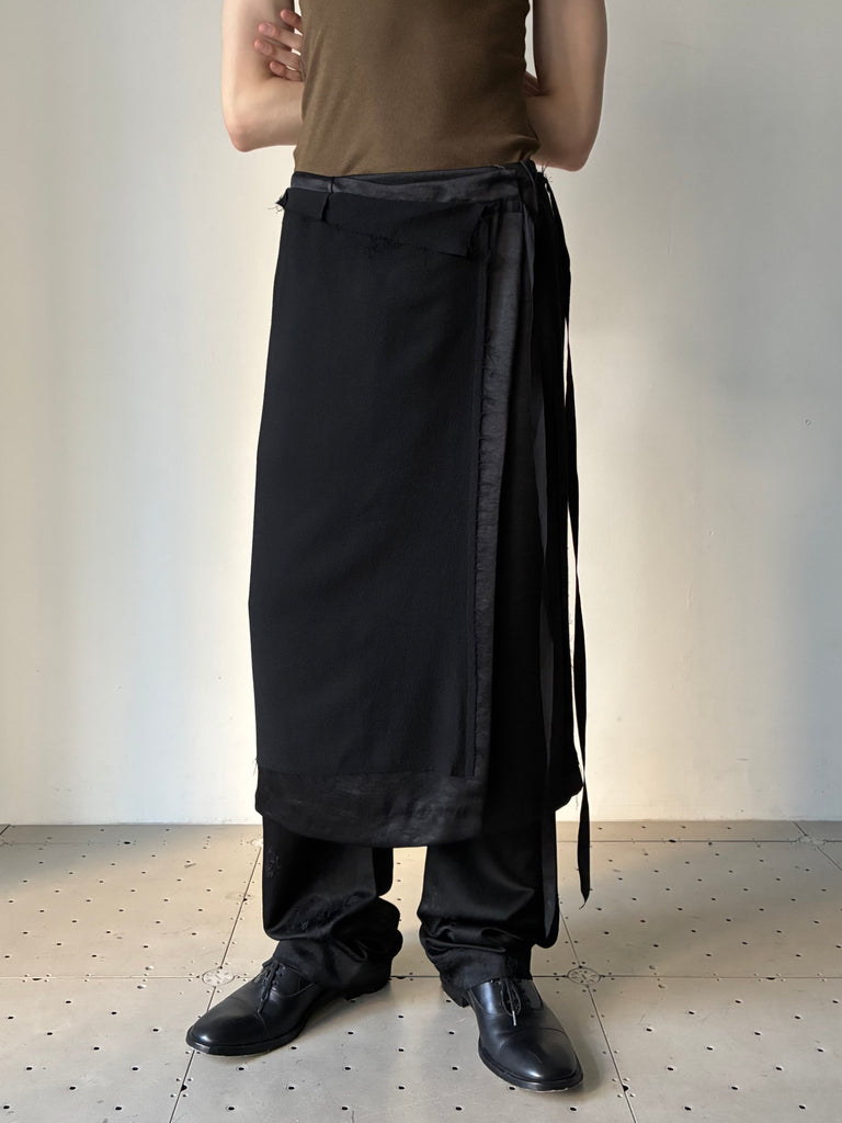 【BARROW-FW26-0142-999】Long wrap skirt BLACK