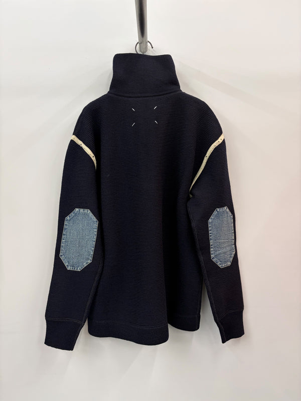 【S50HA1072S18147】ELBOW PATCH QUARTER-ZIP SWEATER NAVY