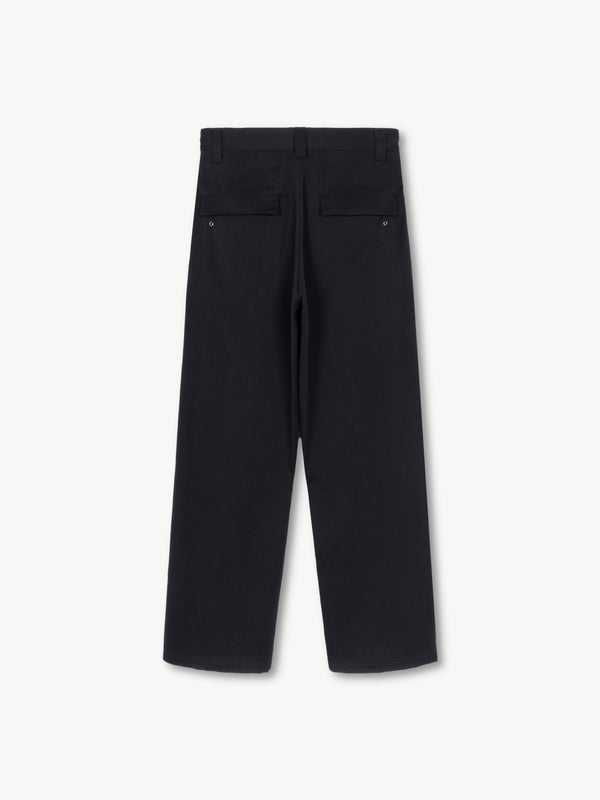 【013-B-1411-BK】Rue Darted Fatigue Pants in Cotton/Cashmere/Silk BLACK