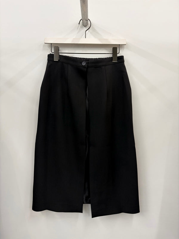 【WH27SK033G】 OPEN BACK TAILORED SKIRT W DETACHABLE UNDERSKIRT BLACK