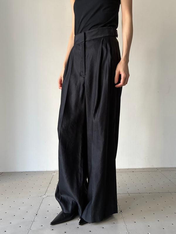 【034-026-WP019】LINEN WIDE TROUSER BLACK