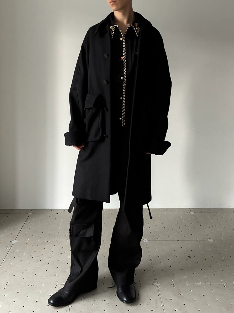 LONG WOOL COAT BLACK