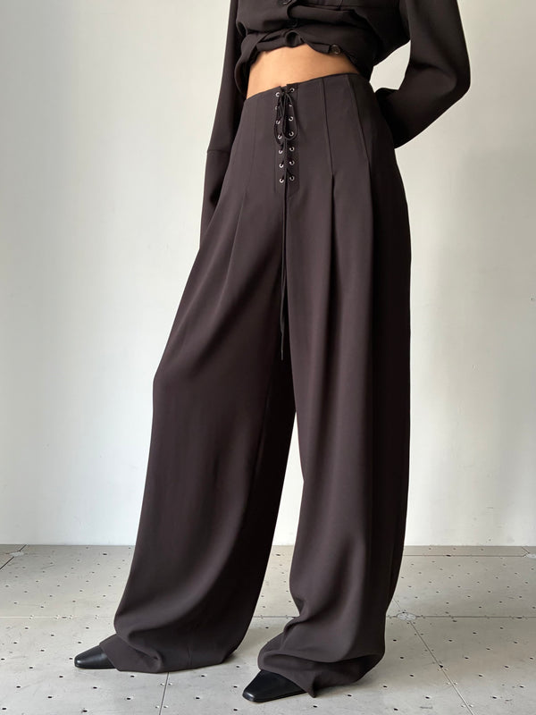 PLEATED PANTS BROWN