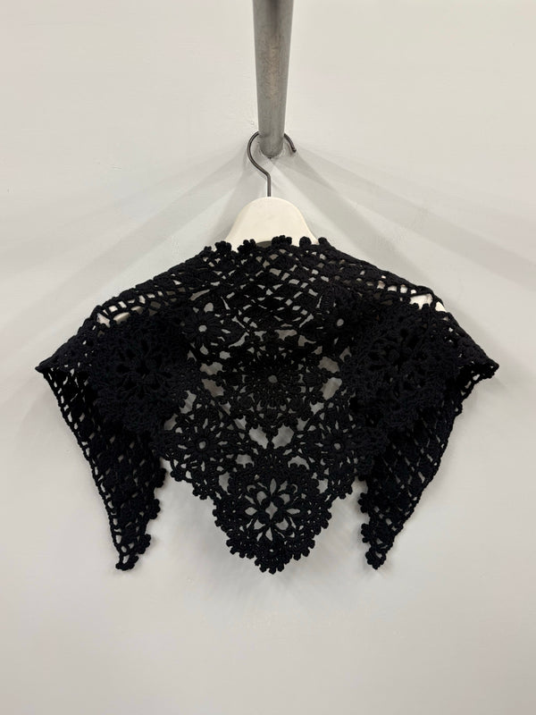 【FTC264-2001】MOTIF CROCHET SCARF BLACK