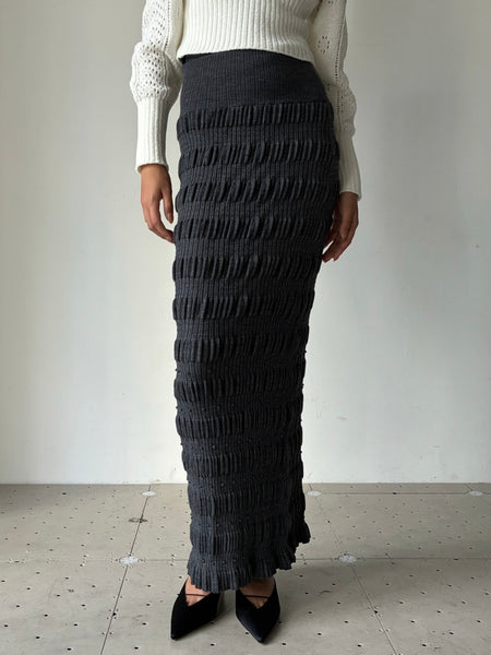 スカート FETICO MESH KNIT MAXI SKIRT フェティコ - FETICO | Mesh Knit Maxi Skirt-Black-1の通販