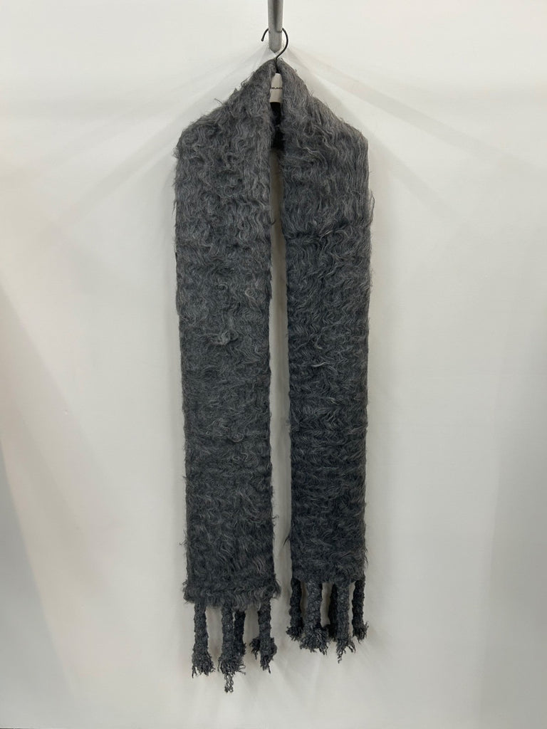 RECYCLED YARN SHAGGY KNIT SCALF GREY