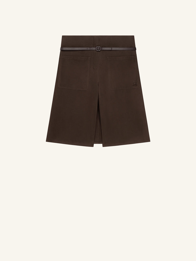 【226CSH081CO0134】COTTON CANVAS BACK PANEL BERMUDA SHORTS BROWN