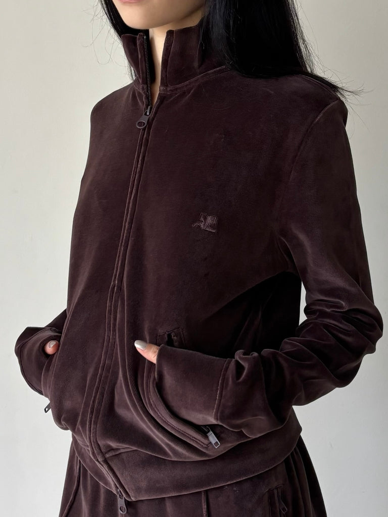 【126JVE148JS0303】VELVET TRACKSUIT JACKET BROWN