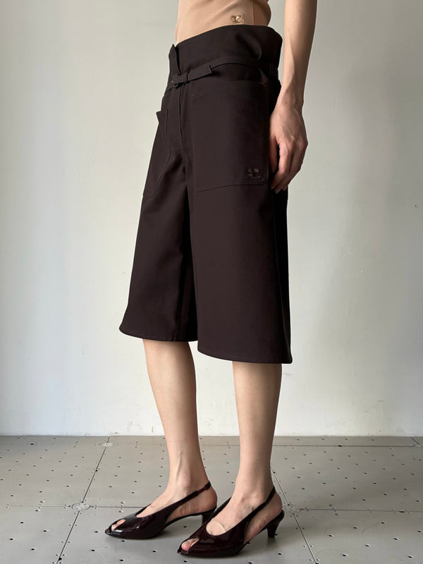 【226CSH081CO0134】COTTON CANVAS BACK PANEL BERMUDA SHORTS BROWN