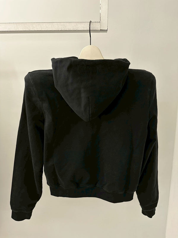 COF LOGO EXTREME SHOULDER FITTED ZIP-UP HOODIE BLACK
